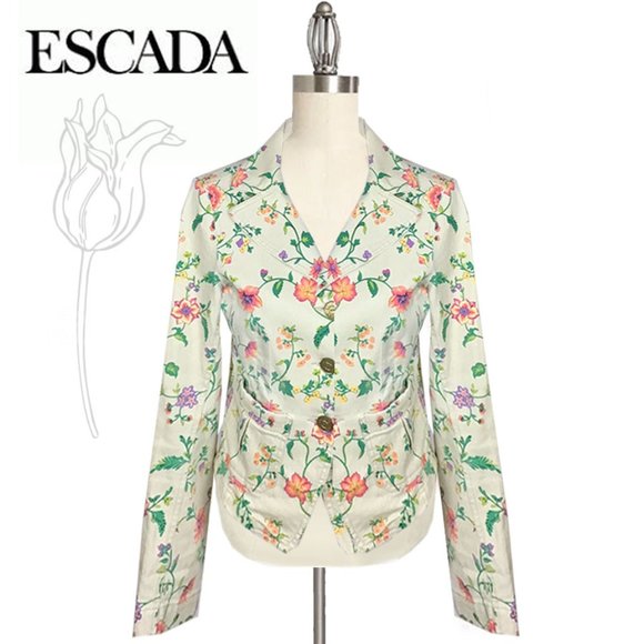 ESCADA Vintage Sport Floral Demin Jacket S
